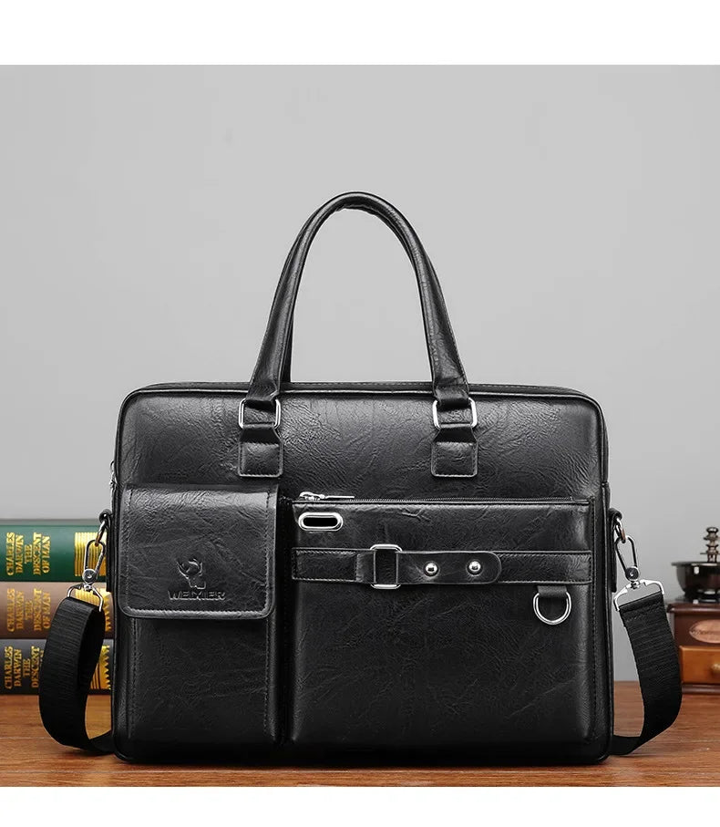 Business Large Capacity Retro Tote Men's Laptop Waterproof and Wear-resistant Briefcase Shoulder Crossbody Bag