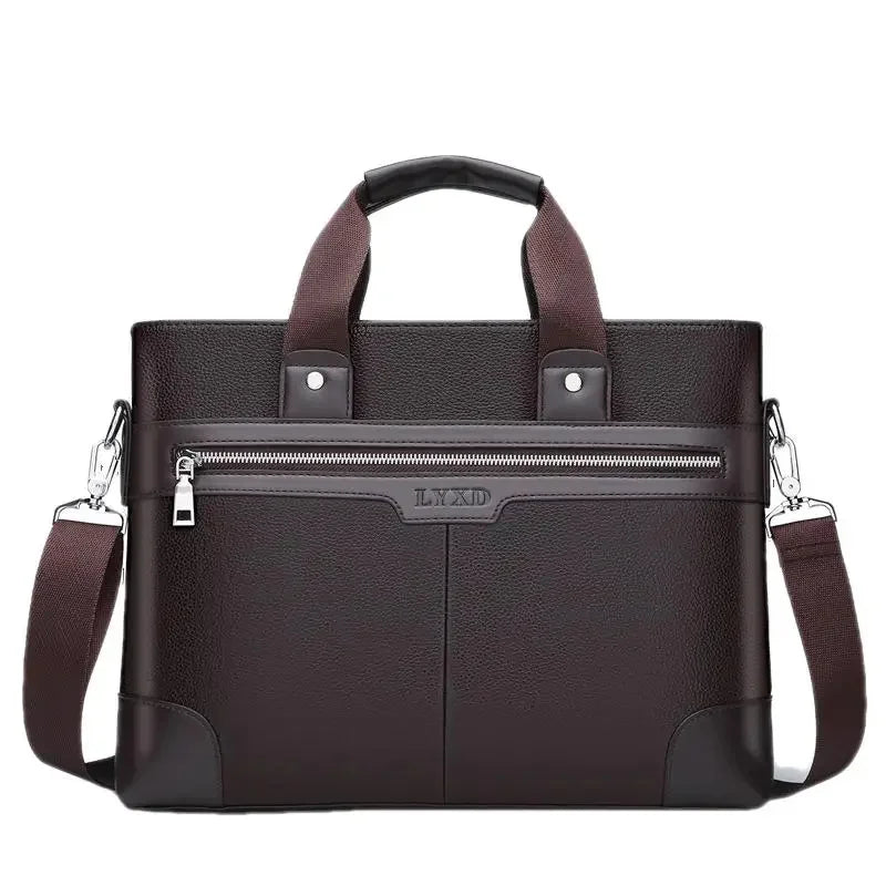 Business Leather Men's Briefcase Fashion Man Handbag Office Male Shoulder Messenger 14" Laptop Bag