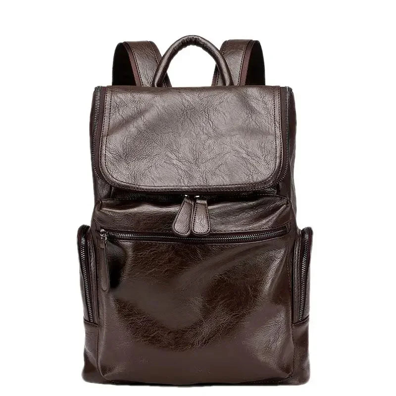 Business PU Leather Men's Korean Style Travel Backpack Casual Man Laptop Large Capacity School Bag For Boys