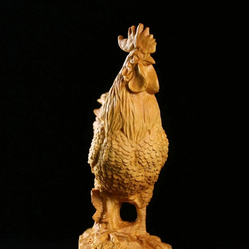 CCZHIDAO-17CM Gold Rooster, Solid Wood Carving, Crafts, Home Decoration, Culture Gift, Gilding, Good Nove
