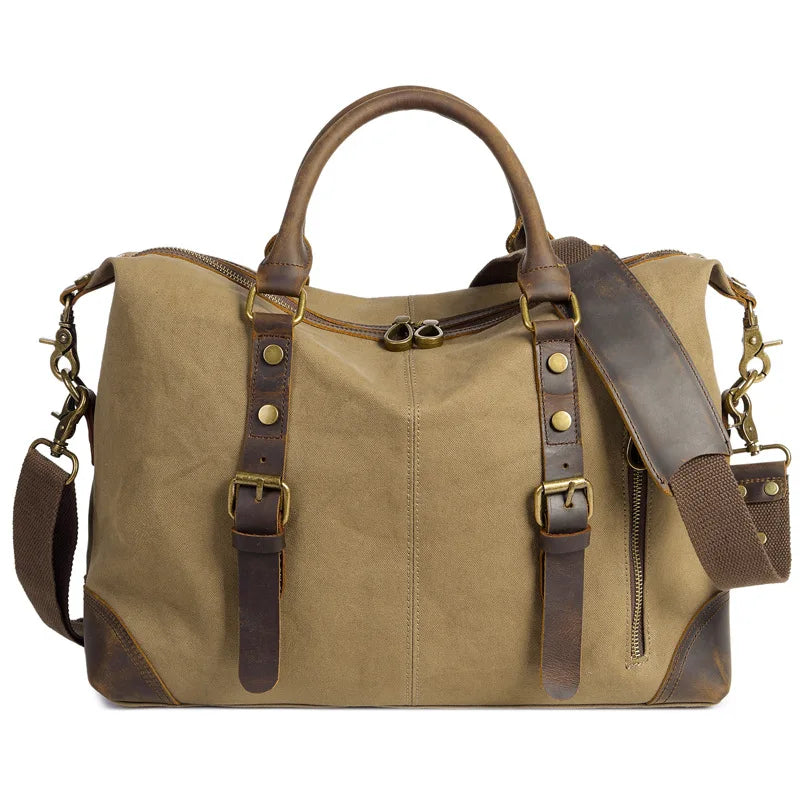 CFUN YA Fashion Luxury Men's Shoulder Bag Canvas Real Leather Travel Bag Women Large Male Crossbody Messenger Tote Pack New