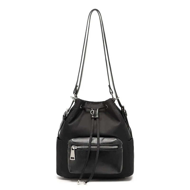 CFUN YA Fashion Trend Black Women's Backpack Korean Female Shoulder Cross Bag Multifunction Ladies Bucket Bag Travel Bagpack