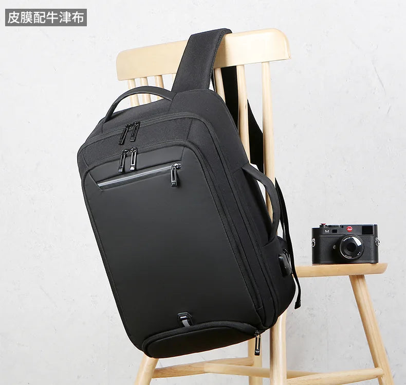 CFUN YA Luxury Black 15.6" Laptop Backpack Travel Handbag Backbag Scalable Notebook Backpacks Business Men's Bag Pack Rucksack