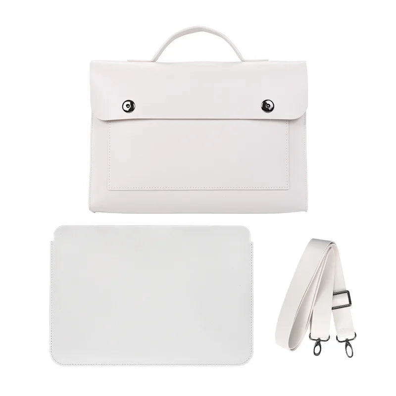 CFUN YA PU Leather Laptop Bags For Women 13 14 inch Computer Shoulder Bag Casual Portable Waterproof Notebook Briefcase Handbag