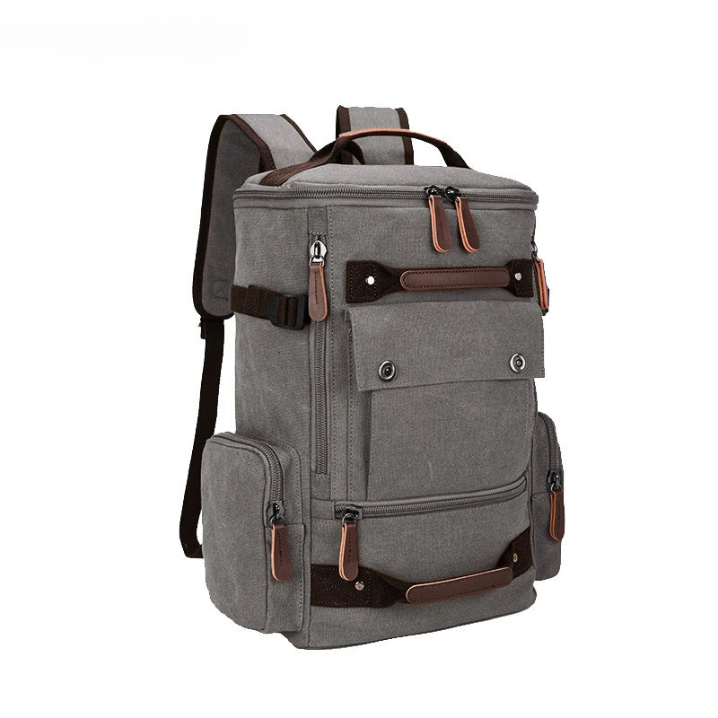 Canvas Backpack Outdoor Hiking Travel Men's Vintage Backpack Large Capacity Portable Layered Multifunction Laptop Bag