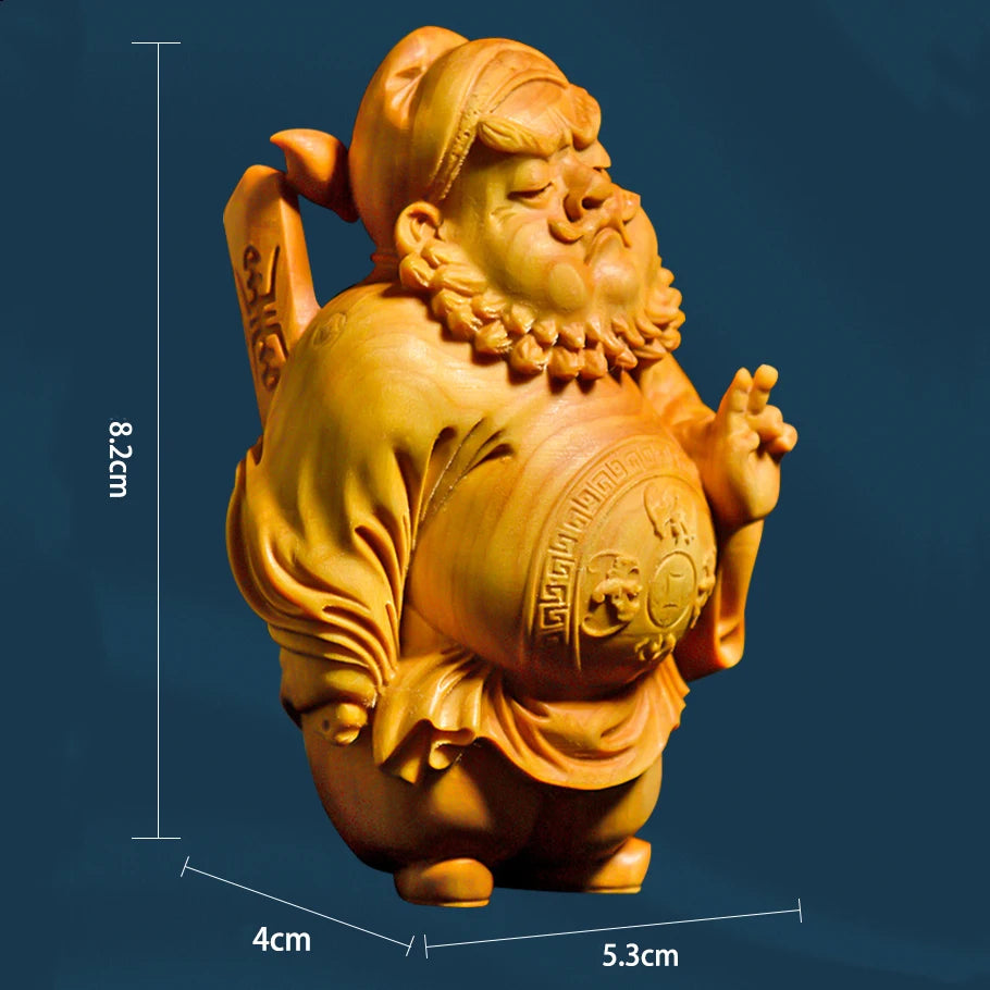 Cartoon Character Boxwood Wood Carving Home Decoration Solid Craft Cultural Gift Collection Demon Slayer Zhong Kui