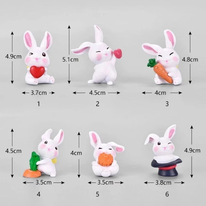 Cartoon Cute Rabbit Car Ornaments Micro Landscape Bonsai Decoration Desktop Creative Trinket Home Accessories Figurines