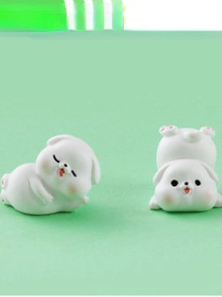 Cartoon Little White Dog Car Ornaments Micro Landscape Bonsai Decoration Desktop Creative Trinket Home Accessories Figurines