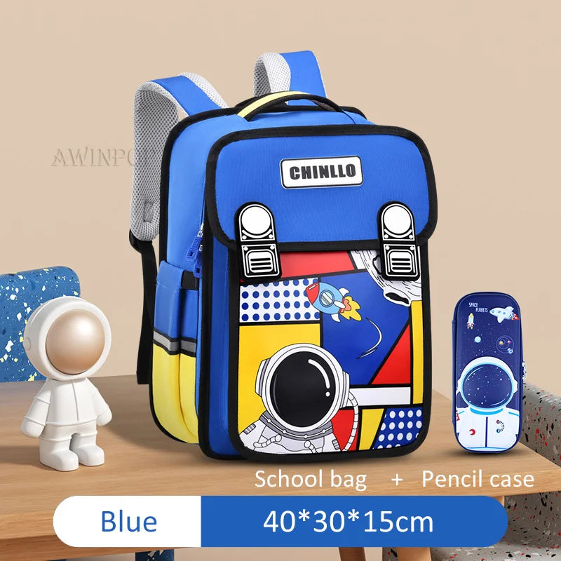 Cartoon Spaceman School Bags for Elementary School Students 1-6 Grade Waterproof Boy Girls Unicorn Backpacks Mochilas Escolares