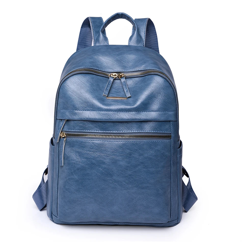 Casual Solid Color Backpacks Lagre Capacity Rucksack Leather School Bags for Teenager Girls Travel Back Pack Book Ruck Sack Sac