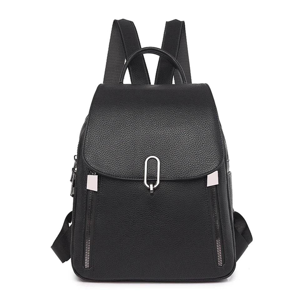 Casual Women Leather Backpack High Quality Bagpack Women School Bags for Teenage Girls Ladies Large Capacity Travel Backpacks