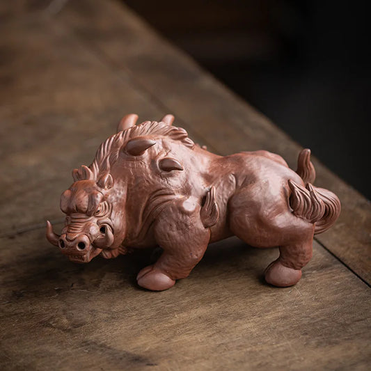Ceramic Animal Wild Boar Decorative Statue Creative Handmade Sculpture Home Room Office Flower Pot Craft Statue Gift Collection