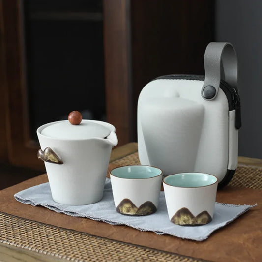 Ceramic Portable Travel Kung Fu Tea Set Small Set Home Office Zen Tea Teapot Gift