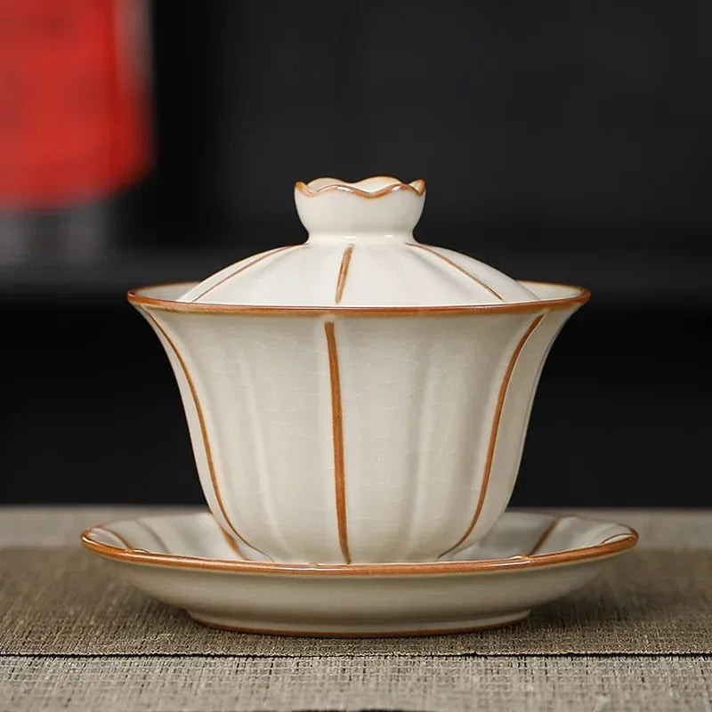 Ceramic Sancai Gaiwan Tea Set Chinese Kung Fu Tea Cups Crackle Glaze Tea Tureen Porcelanas Teaware Tea Bowl Set