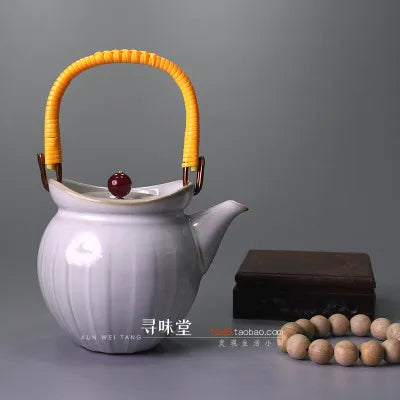 Ceramic Teapots Exquisite Retro Ceramic Beam Pot Large Teapot Stone Pottery Kung Fu Da Hong Pao Green Tea Set Free Shipping