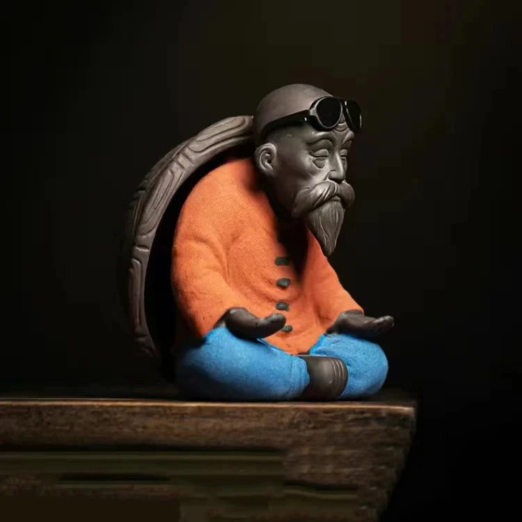 Ceramic Turtle Old Man Tea Drip Tea Pet Decoration Purple Sand Cute Character Decoration Tea Room Art Tea Ceremony Accessories
