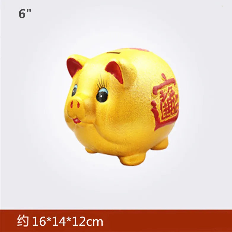 Ceramic golden pig piggy bank piggy sculpture bank Large lucky pig home decoration accessories New Year decorations
