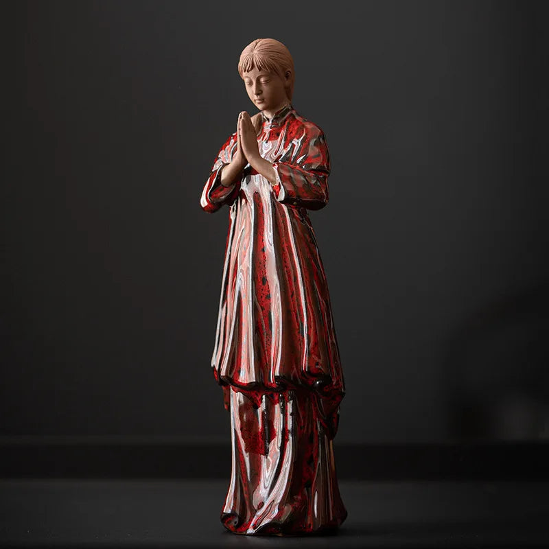 Ceramics Blessing belle statue, Handmade sculpture of modern art Character decoration Home living room bedroom decoration statue