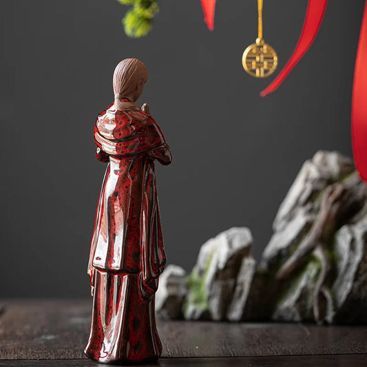 Ceramics Blessing belle statue, Handmade sculpture of modern art Character decoration Home living room bedroom decoration statue