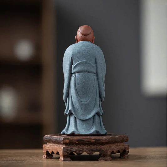 Ceramics Confucian School Confucius Kongzi Characters Statues, Handmade Meditating Sculpture Home Room Office Decoration Statue