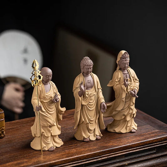 Ceramics Guanyin, Sakyamuni Ksitigarbha Bodhisattva Figure Statue Chinese Buddha Statues Home Living Room Feng Shui Statues