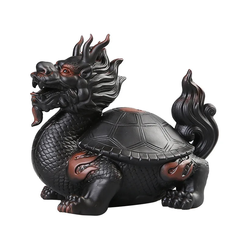 Ceramics Tai Chi Dragon Turtle Animal Statue Chinese Characteristics Fortune God Beast Home Living Room,Office,Decoration Statue