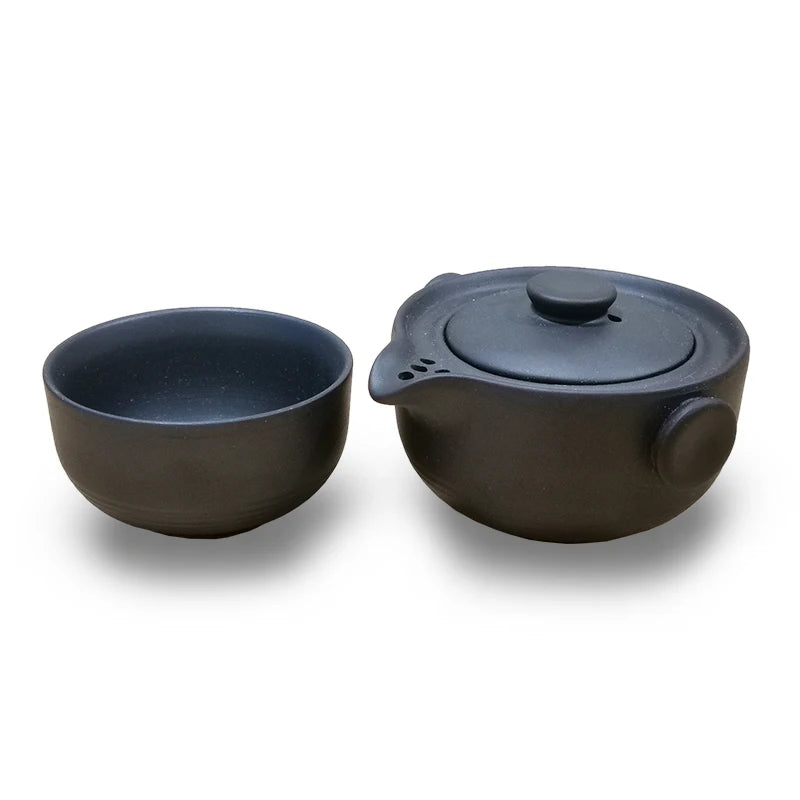 Ceramics black Tea set Include 1 Pot 1 Cup, Travel teapot elegant gaiwan,Beautiful and easy teapot kettle,kung fu teaset