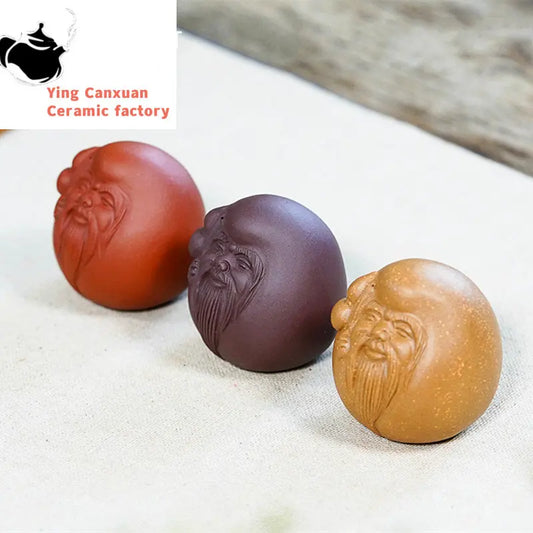 Character Model Statue Ornaments Chinese Yixing Purple Clay Tea Pet Handmade Sculpture Crafts Desktop Tea Set Decoration Art