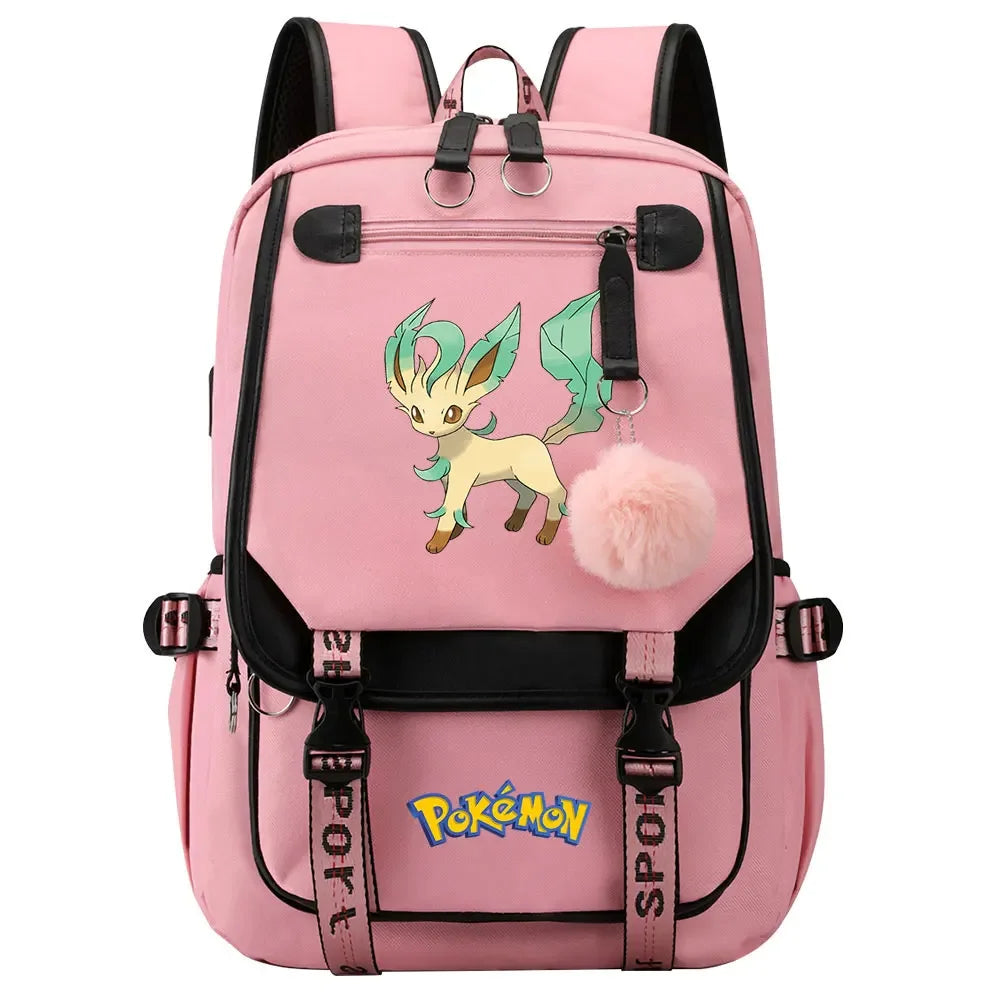 Charmander Psyduck Boys Girls Kids School Book Bags Women USB Bagpack Teenagers Canvas Laptop Travel Student Backpack