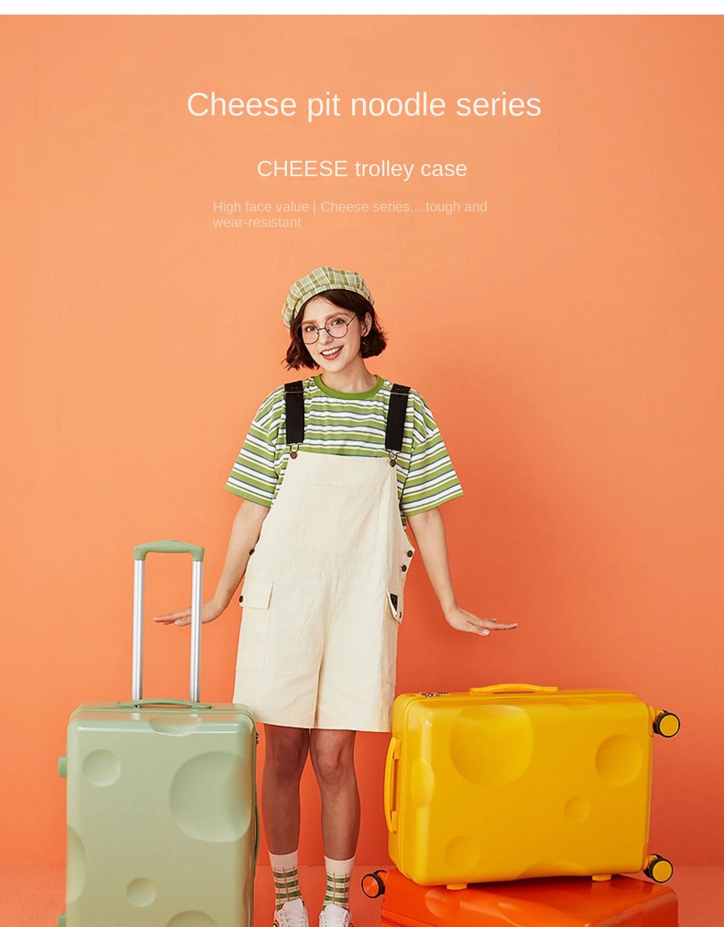 Cheese suitcase female small fresh luggage case male travel password box online celebrity leather box.