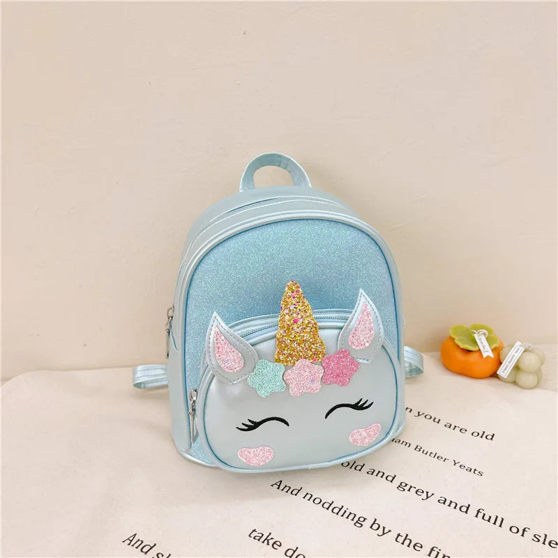Children's Schoolbag Bright Star Unicorn Toddler Cartoon Backpack Cute Boys and Girls Travel Casual PU Waterproof Backpack