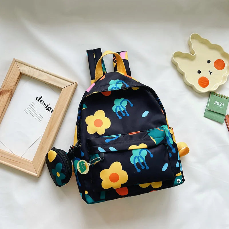 Children's Schoolbag Flower Graffiti Female Backpack Casual Sports Campus Small Fresh Student Breathable Waterproof Backpack