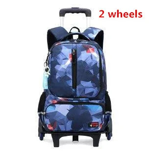 Children's trolley bag 2/6 wheel school bags Primary camouflage school backpack Tourist trolley case kids schoolbag