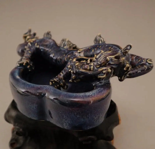 China Blue and white ceramic dragon Pen wash crafts statue