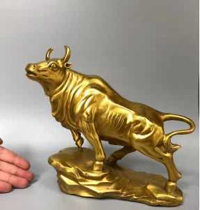 China Elaboration Brass Statue Lucky Wealth Cattle Metal Crafts Home Decoration