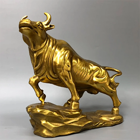 China Elaboration Brass Statue Lucky Wealth Cattle Metal Crafts Home Decoration