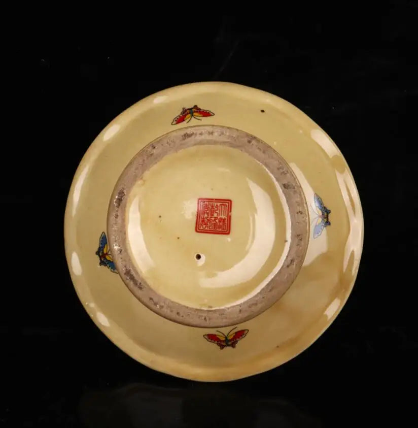 China Enamel color ceramic beauty pattern Fruit tray crafts statue