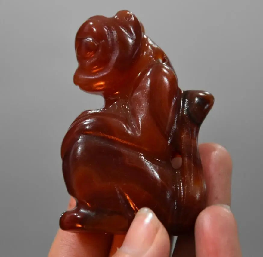 China Handmade Sculpture red agate archaize monkey small statue