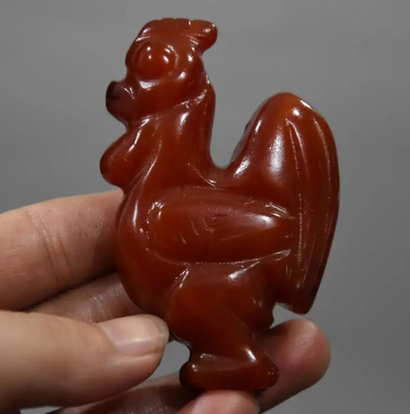 China Handmade carving red agate cock small statue