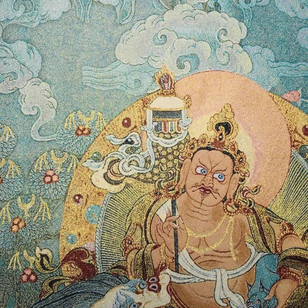 China Old Tibet Silk Thangka Like Hanging Painting Fengshui Tibetan God Of Fortune Buddha Statue