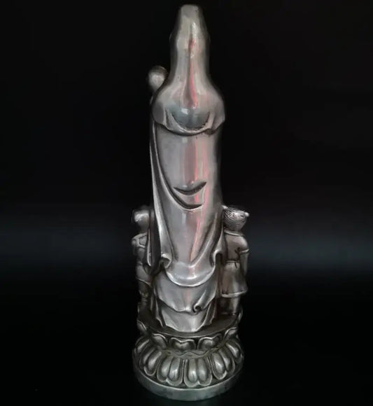 China White copper Boy Guanyin Buddha crafts statue