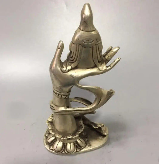 China White copper Buddha hand sit Goddess mercy Buddha crafts statue