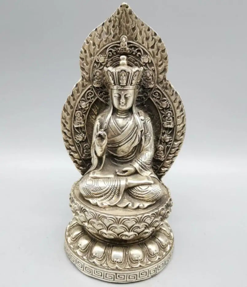China White copper Buddha light Buddha crafts statue
