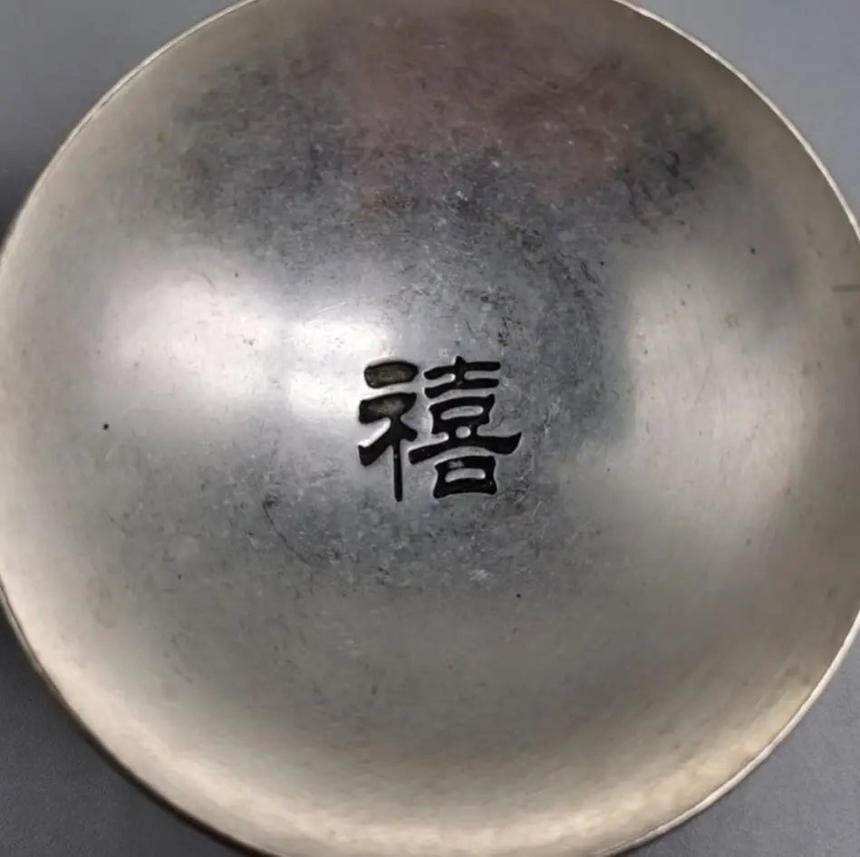 China White copper Fu Lu Shou Xi bowl small crafts statue A set