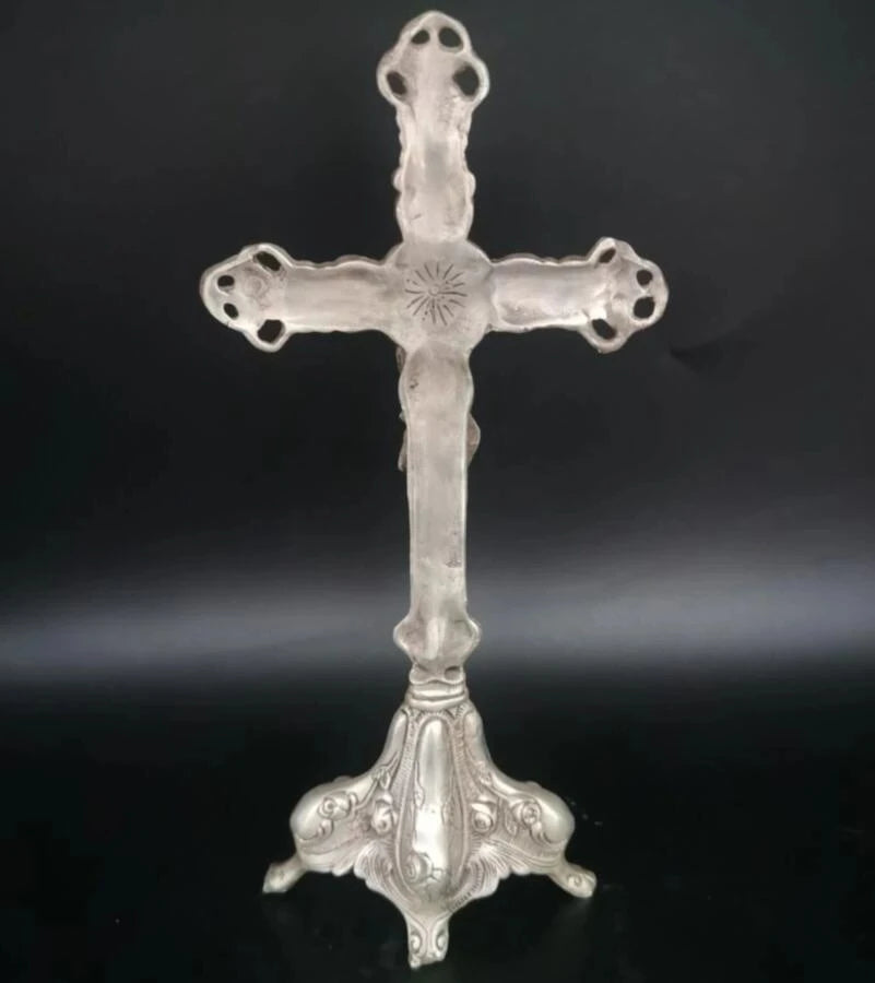China White copper Jesus cross crafts statue