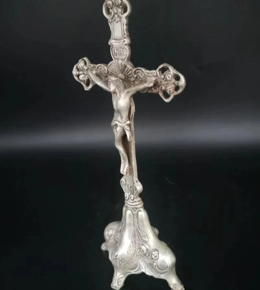 China White copper Jesus cross crafts statue