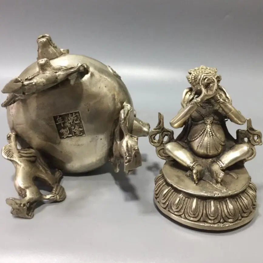 China White copper King kong Buddha incense furnace crafts statue