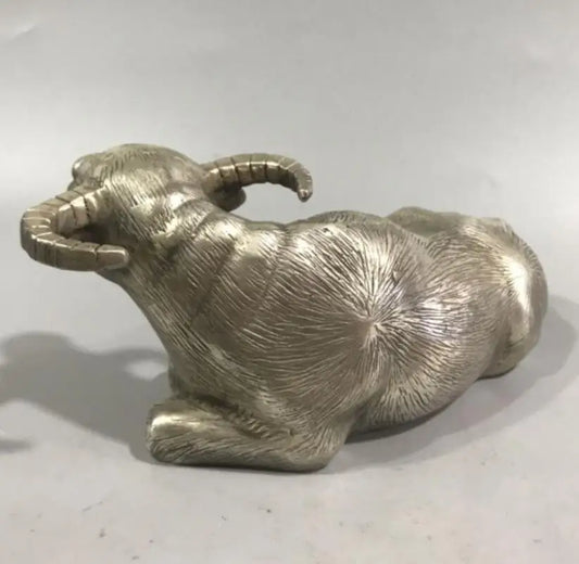 China White copper Lying cow crafts statue