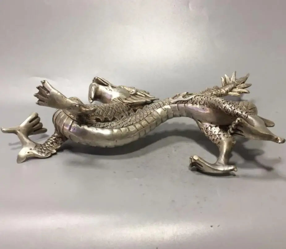 China White copper Myth Beast dragon crafts statue