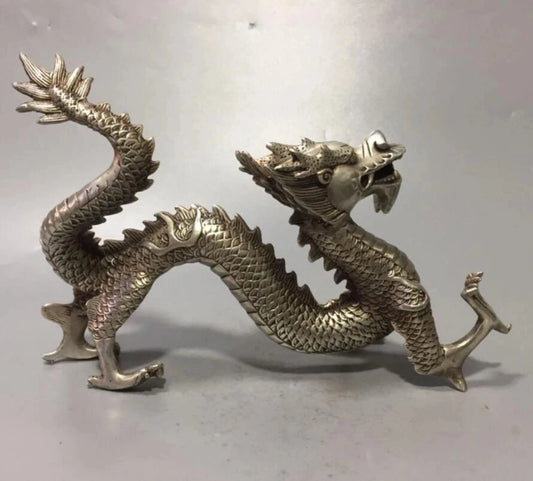 China White copper Myth Beast dragon crafts statue